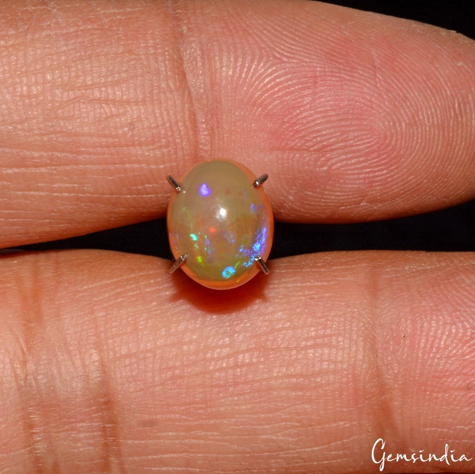 2 Cts Ethiopian Opal 9x7mm Top Quality Flash Oval Cabochon Certified Gemstone