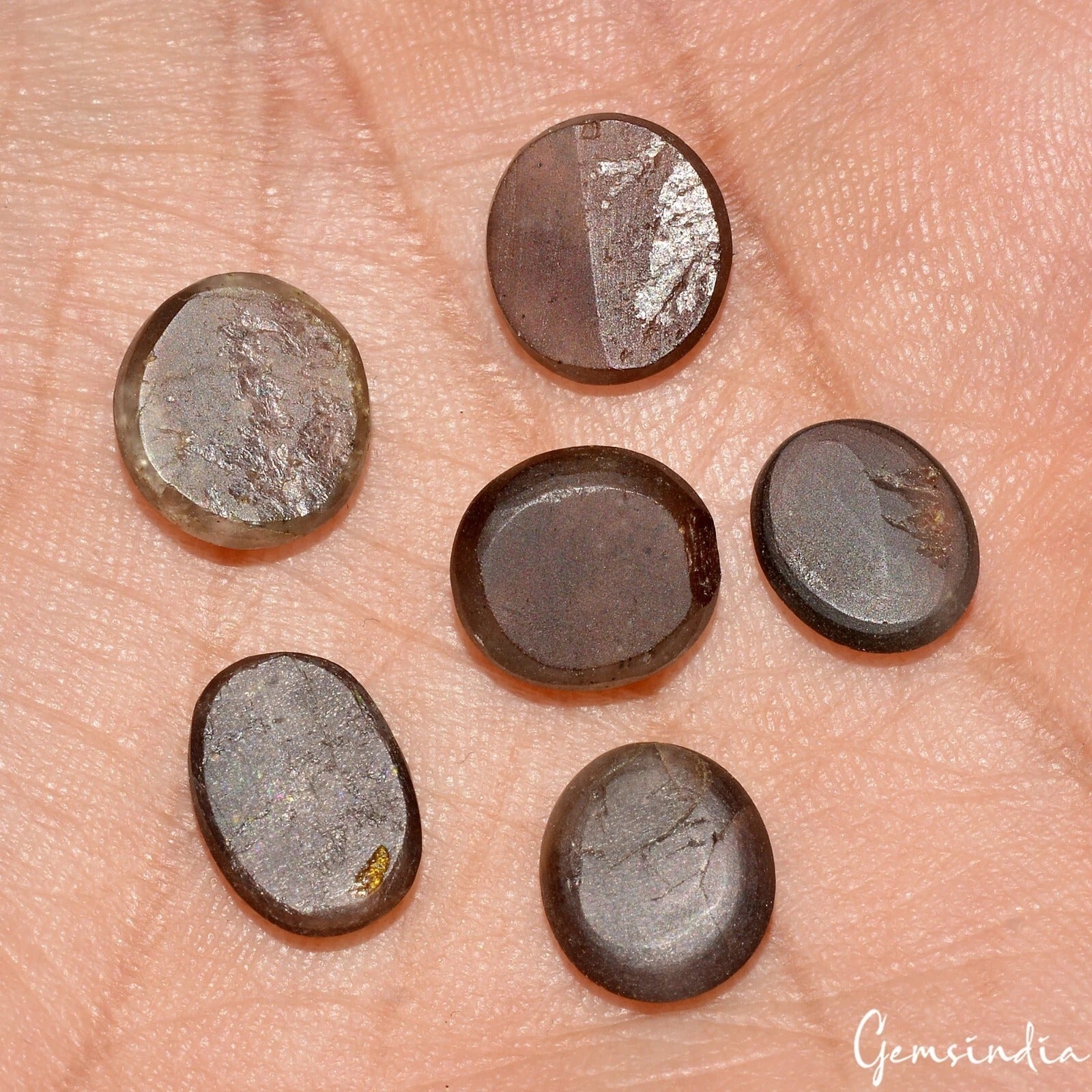 Natural Untreated Spectrolite Cats Eye Oval Cab Loose Gemstones 14 Cts/9mm-10mm