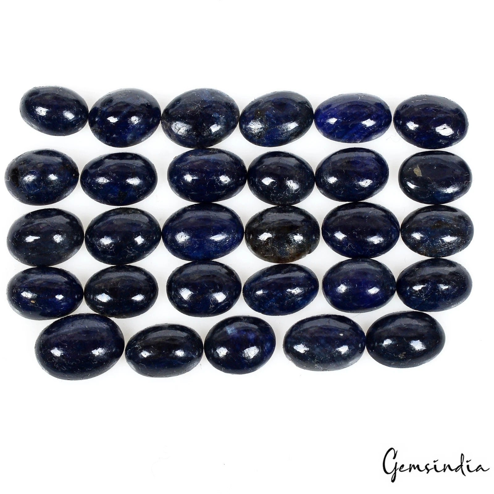 Blue Sapphire Lot, Cabochon — 29 Pieces, 8mm To 11mm, 76.10 Ct