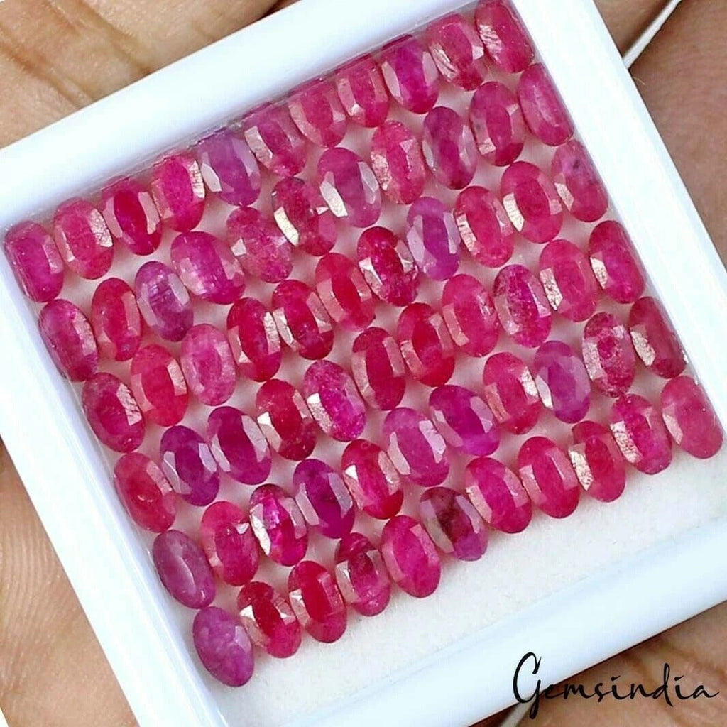 Certified 24.60 Ct/66Pcs Natural Pink Ruby Oval Calibrated 5x4mm Gem for jewelry