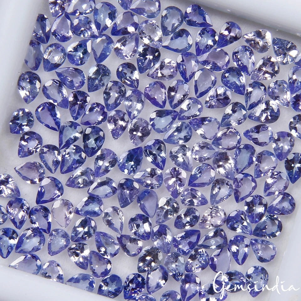 Pear Cut Natural Unheated Violet Blue Tanzanite 17.60 Ct 135 Pcs Lot Gemstone
