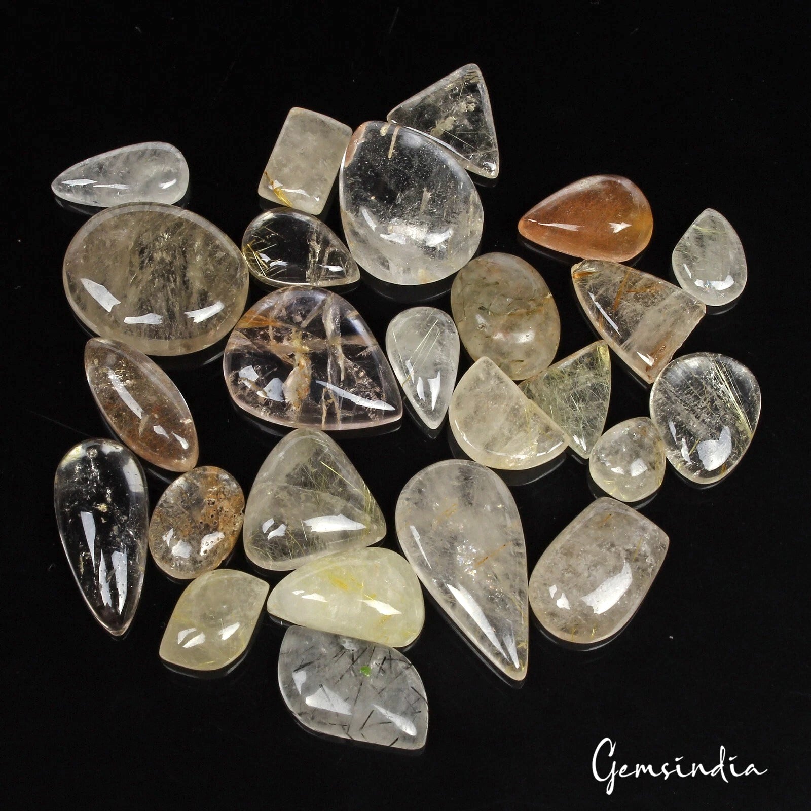 Rutile Quartz Lot, Loose Gemstone, Untreated — 25 Pieces, 13mm to 33mm, 360 Ct, Madagascar