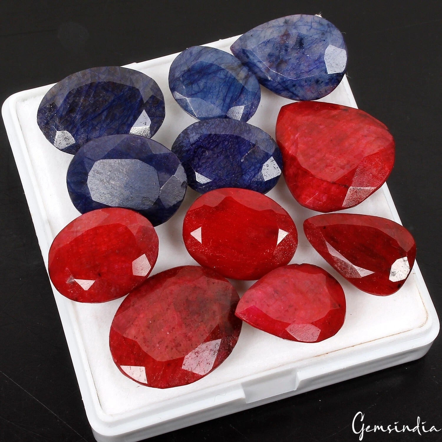 240 Ct/11 Pc Natural Ruby Sapphire Mix Faceted Cut Loose Wholesale Gemstones Lot