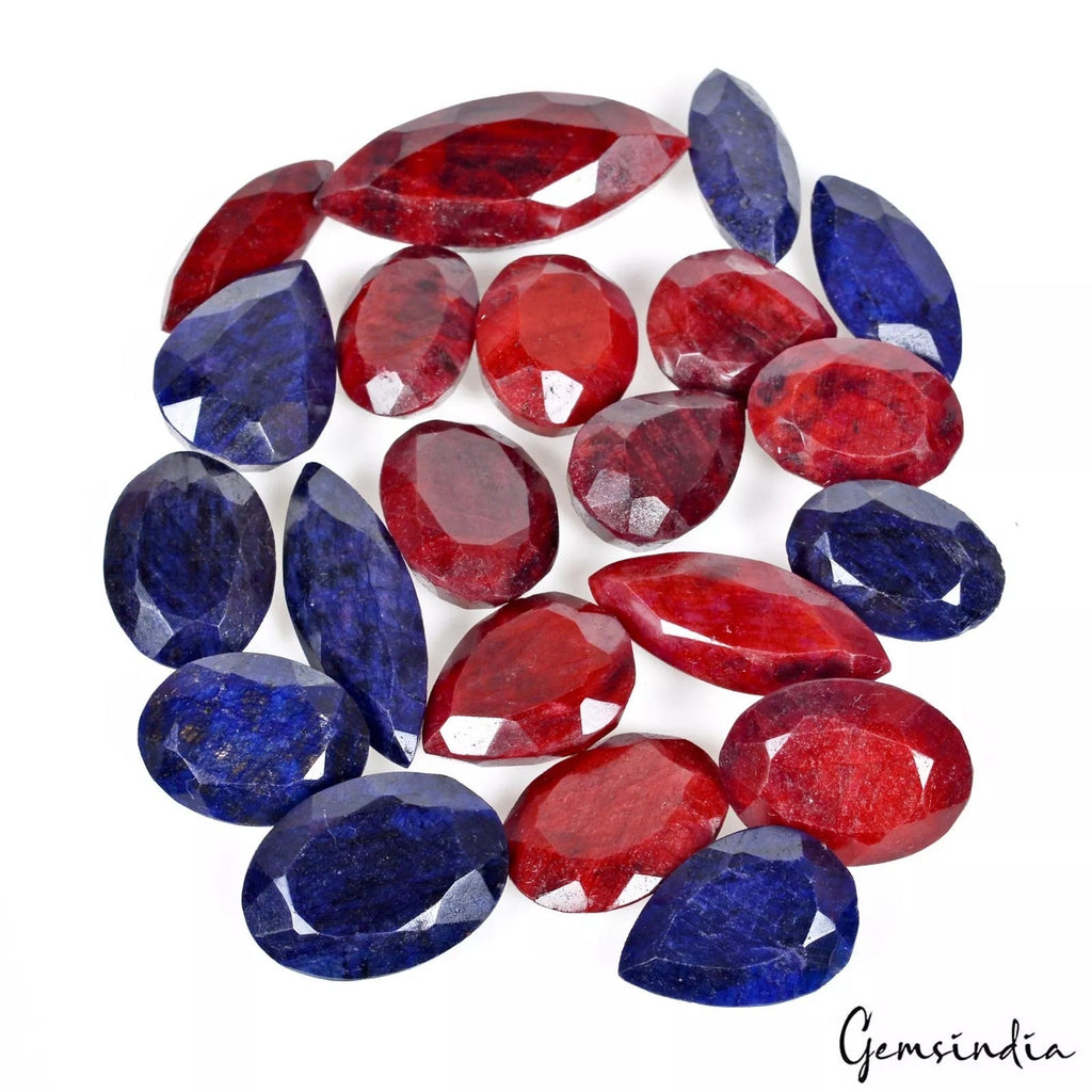 Natural 1140 Ct Certified loose Gemstone 21 Pcs Mix Cut Ruby & Sapphire Lot