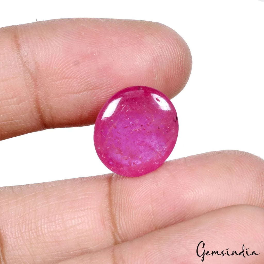 Ruby Cabochon, Oval Cabochon, Heated — 15x13x7 mm, 15.80 Ct, Mozambique