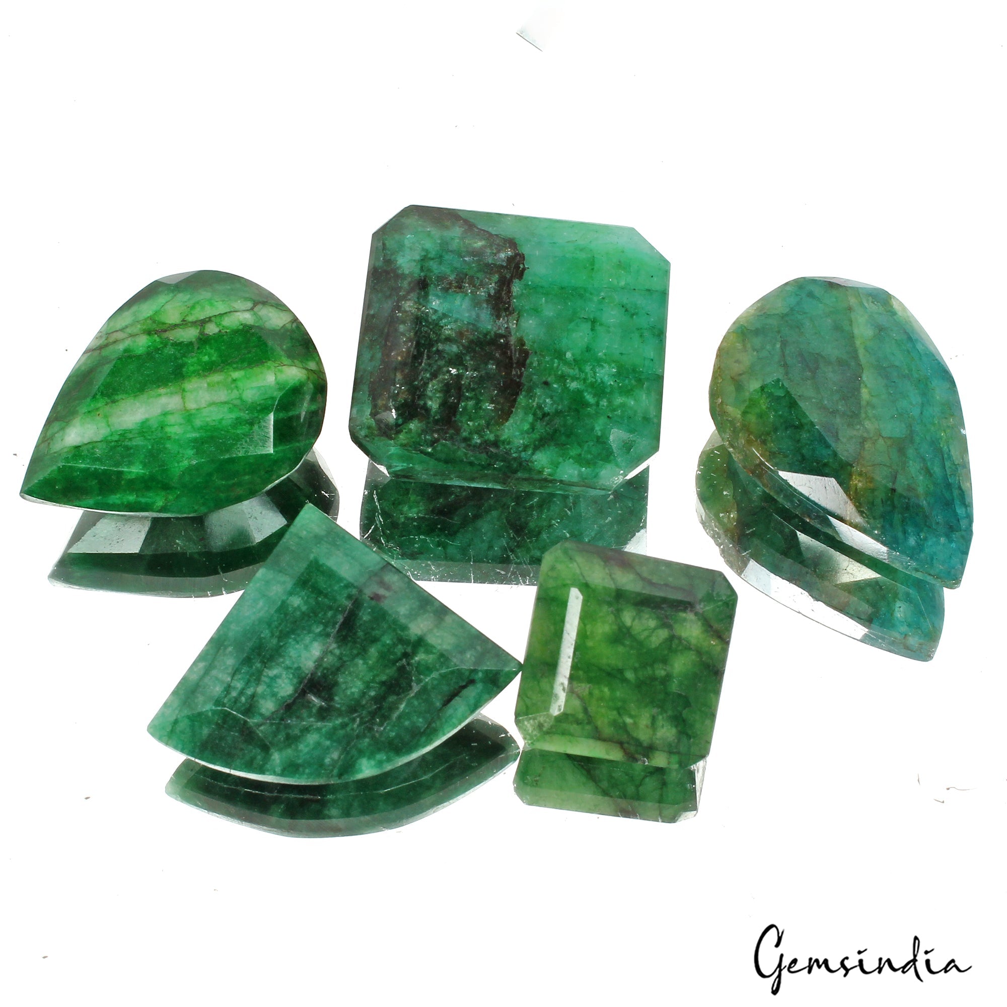 670 Ct/5 Pcs Natural Brazilian Dark Green Emerald Mixed Cut Loose Huge Gems Lot