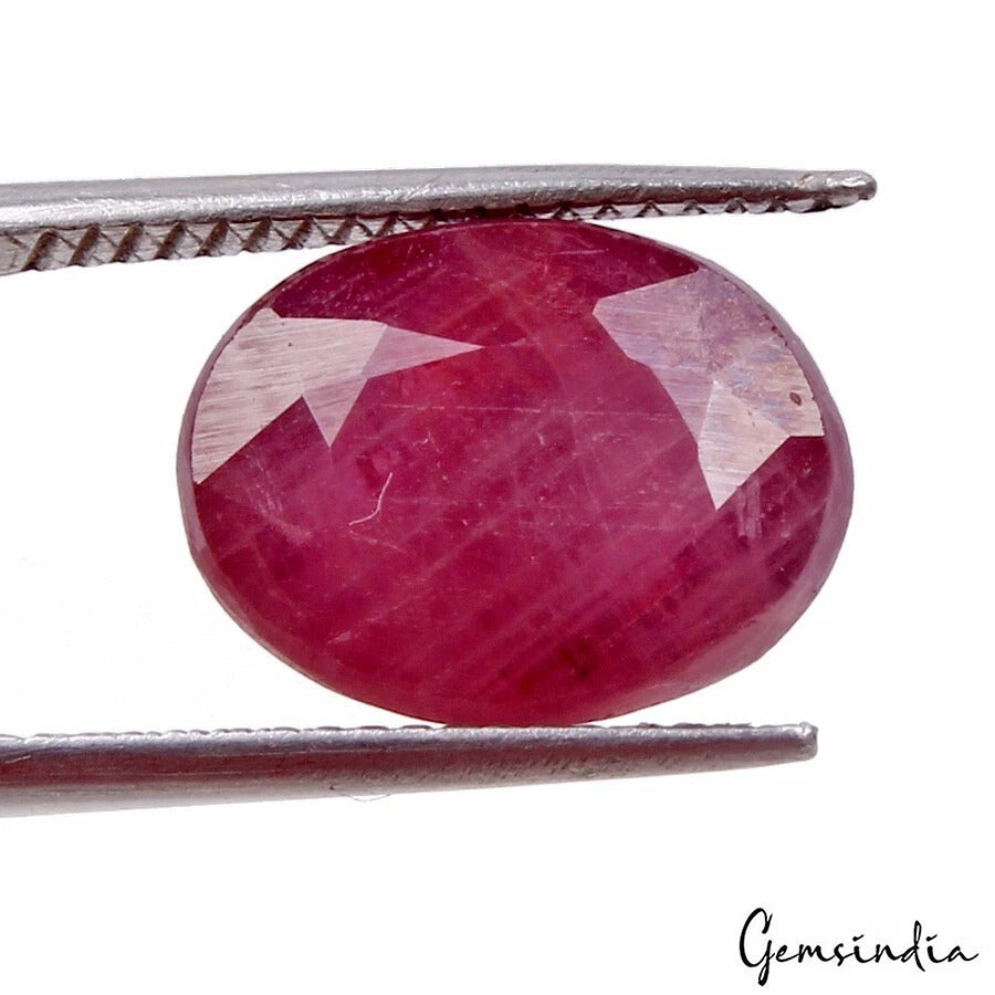 Ruby Loose Gemstone, Oval Cut, Heated — 12x9x6 mm, 8.70 Ct, Mozambique