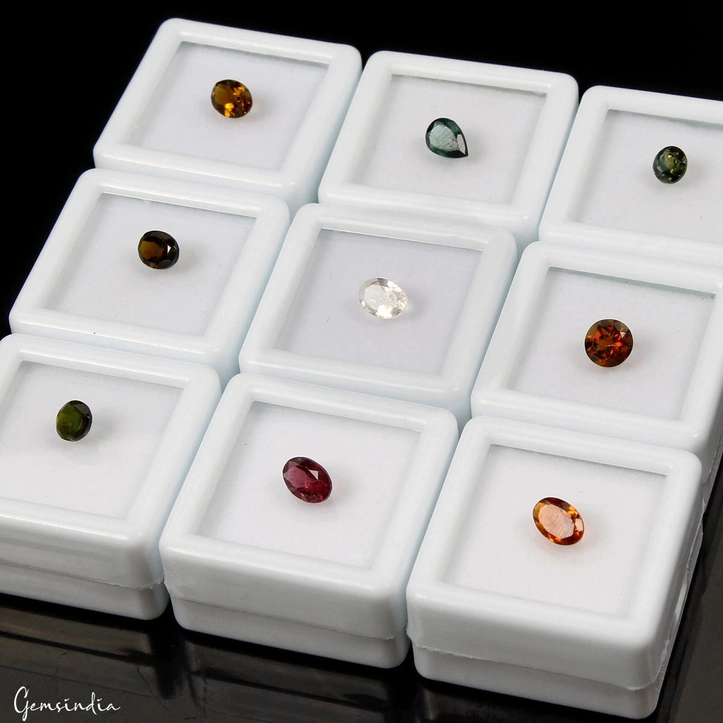 6.20 Ct/9 Pcs Natural Multi Tourmaline Mix Cut Loose Sparkling Gemstones 4mm-7mm