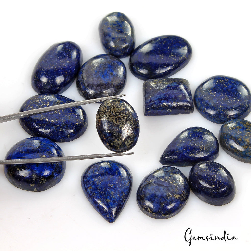 440 Ct/14 Pcs Natural Blue Lapis Lazuli Gold Flecks Mix Cab Loose Wholesale Gems