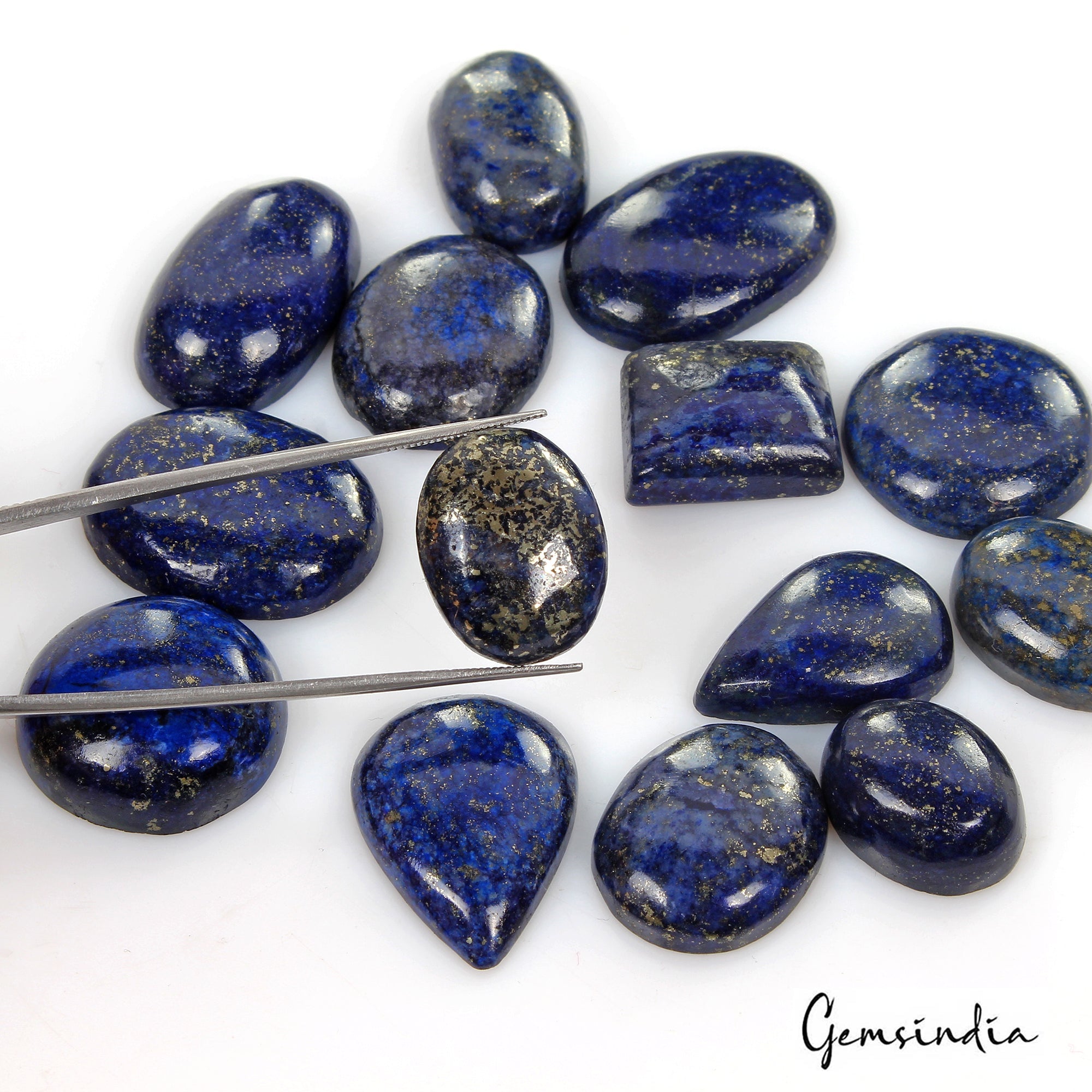 440 Ct/14 Pcs Natural Blue Lapis Lazuli Gold Flecks Mix Cab Loose Wholesale Gems