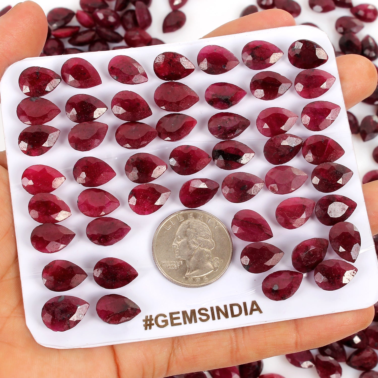 Natural Red Ruby Loose Madagascar Gemstones Lot, Faceted Pear Cut 1270 Ct/200 Pc