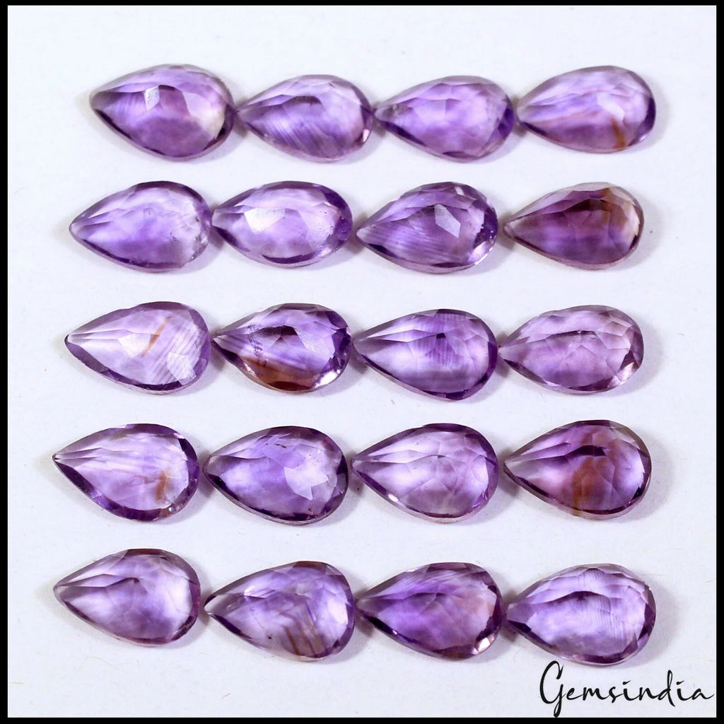 Certified 69 Cts/20 Pcs Natural Untreated Purple AMethyst Pear Calibrated Gems