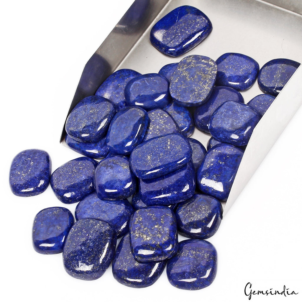 1000 Ct/32 Pc Natural Blue Lapis Lazuli Gold Flecks Cushion Loose Wholesale Gems