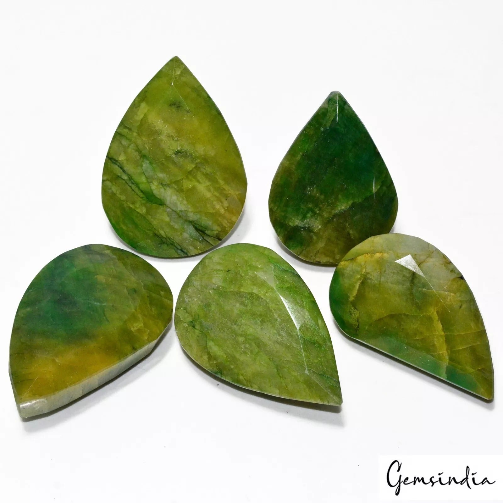 2530 Cts/5 Pcs Natural Brazilian Green Emerald Pear Cut Loose Wholesale Gemstone