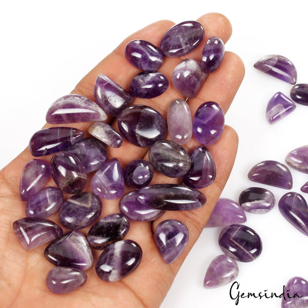 470 Ct Natural Purple Amethyst Cab Mix Shape Untreated Loose Gemstones, 42 Pcs
