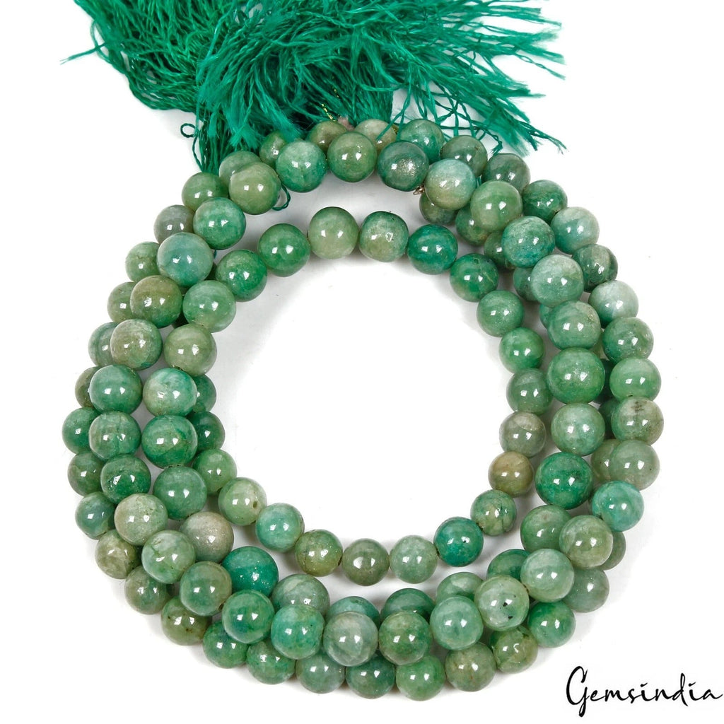 220.00 Ct/118 Pc Natural Green Emerald Round Cab Center Drilled Loose Beaded 28"