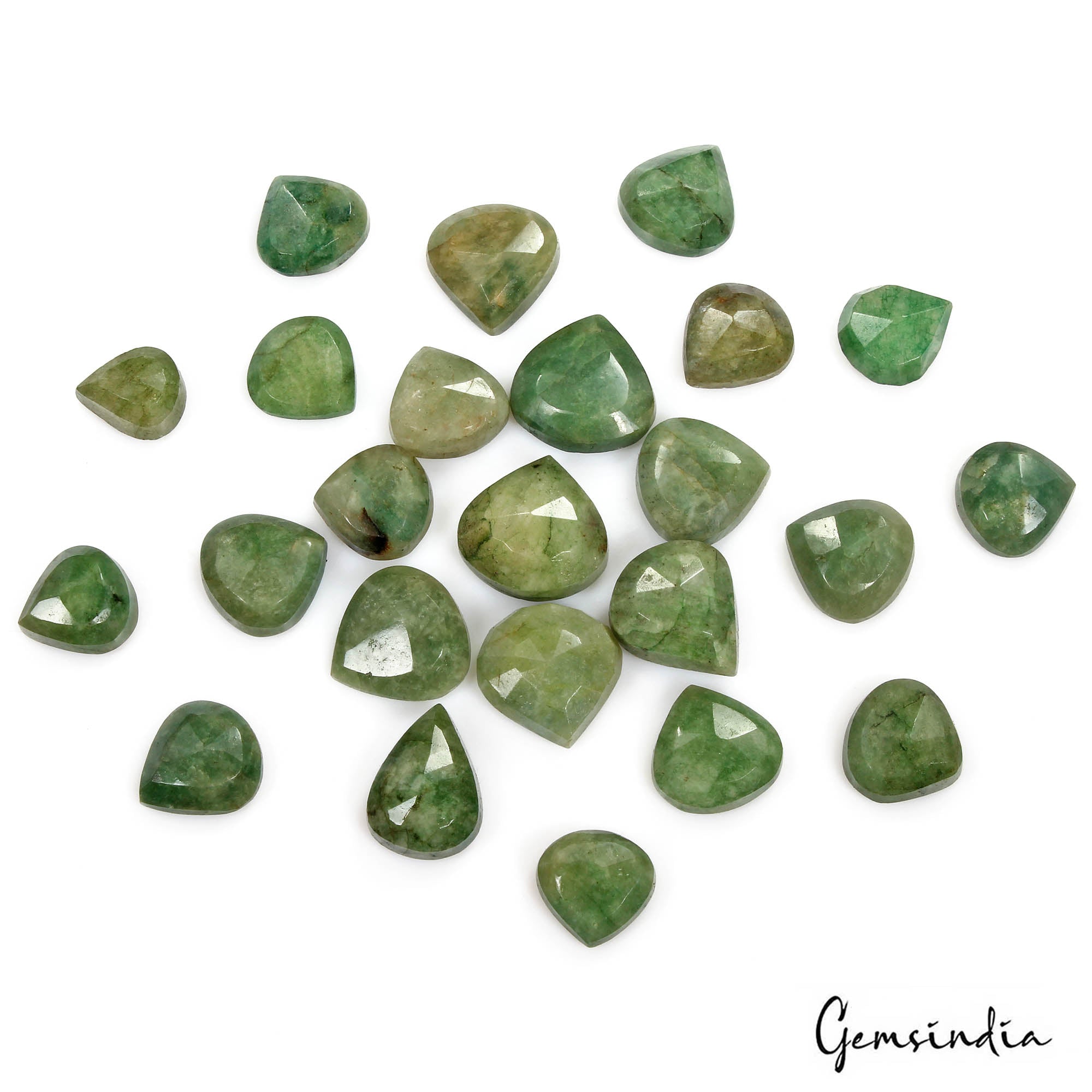 Emerald Lot, Loose Gemstone, Color Enhanced, Green — 24 Pieces, 14mm to 20mm, 340 Ct, Brazil