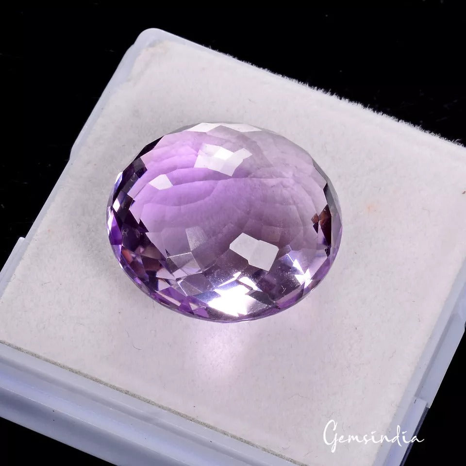 35.60 Cts Natural Untreated Purple Amethyst Oval Checker Cut Huge Gem For Ring