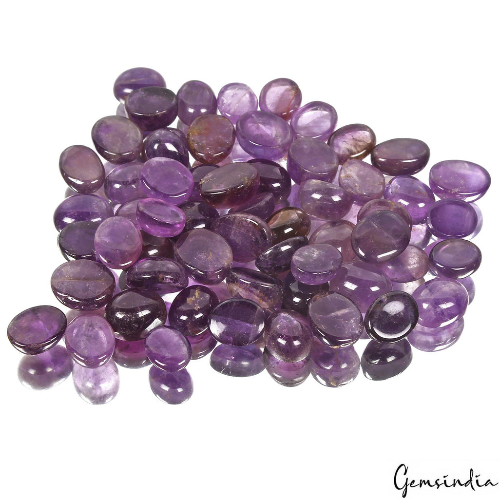 248 Cts/58 Pcs Natural Untreated Dark Purple Amethyst Oval Cab Gems For Jewelry