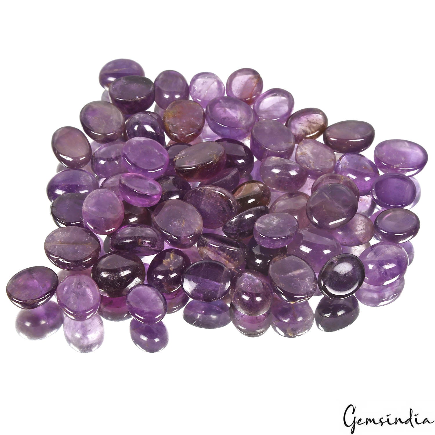 248 Cts/58 Pcs Natural Untreated Dark Purple Amethyst Oval Cab Gems For Jewelry