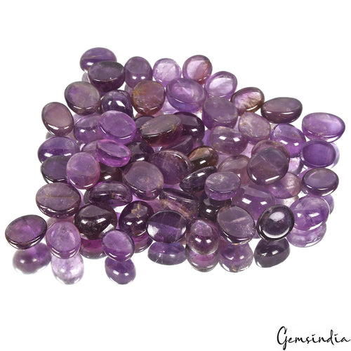 Amethyst Lot, Cabochon, Untreated, Purple — 58 Pieces, 10mm to 12mm, 248.00 Ct, Brazil