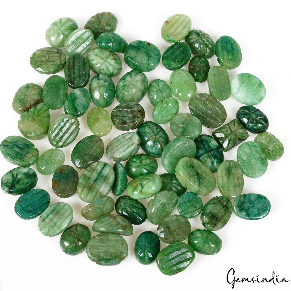 560 Cts/64 Pcs Natural Brazilian Green Emerald Mixed Carved Loose Wholesale Gems