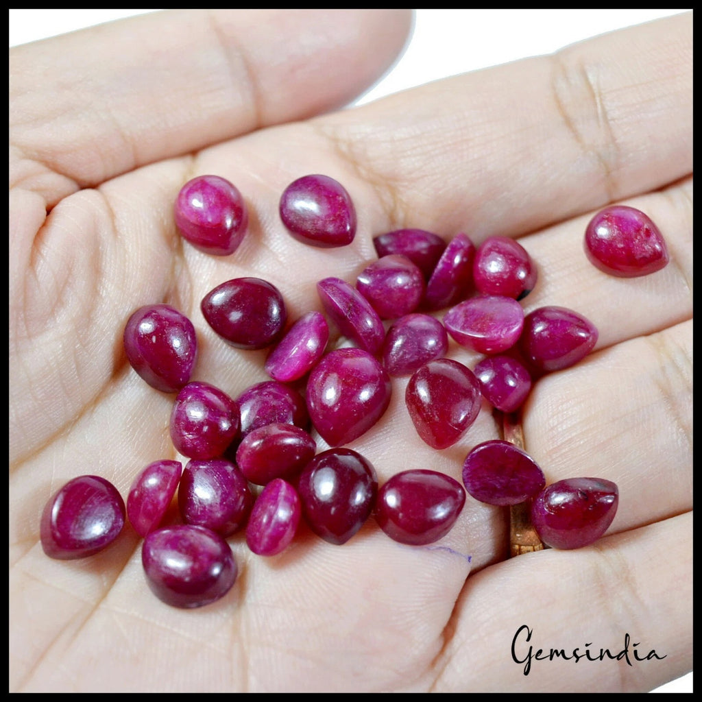 Ruby Lot, Cabochon, Color Enhanced, Red — 29 Pieces, 08mm to 11mm, 100.00 Ct