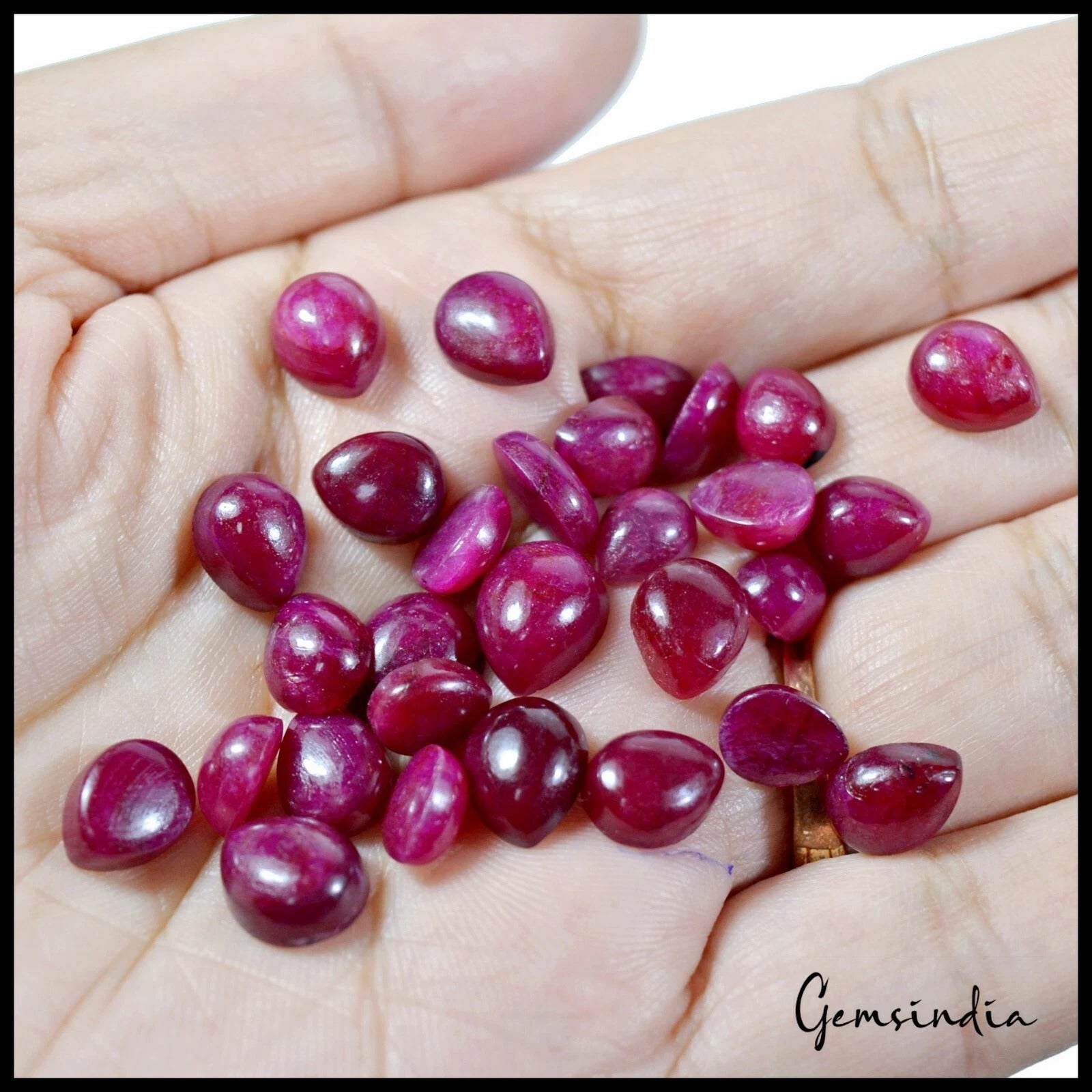 Ruby Lot, Cabochon, Color Enhanced, Red — 29 Pieces, 08mm to 11mm, 100.00 Ct