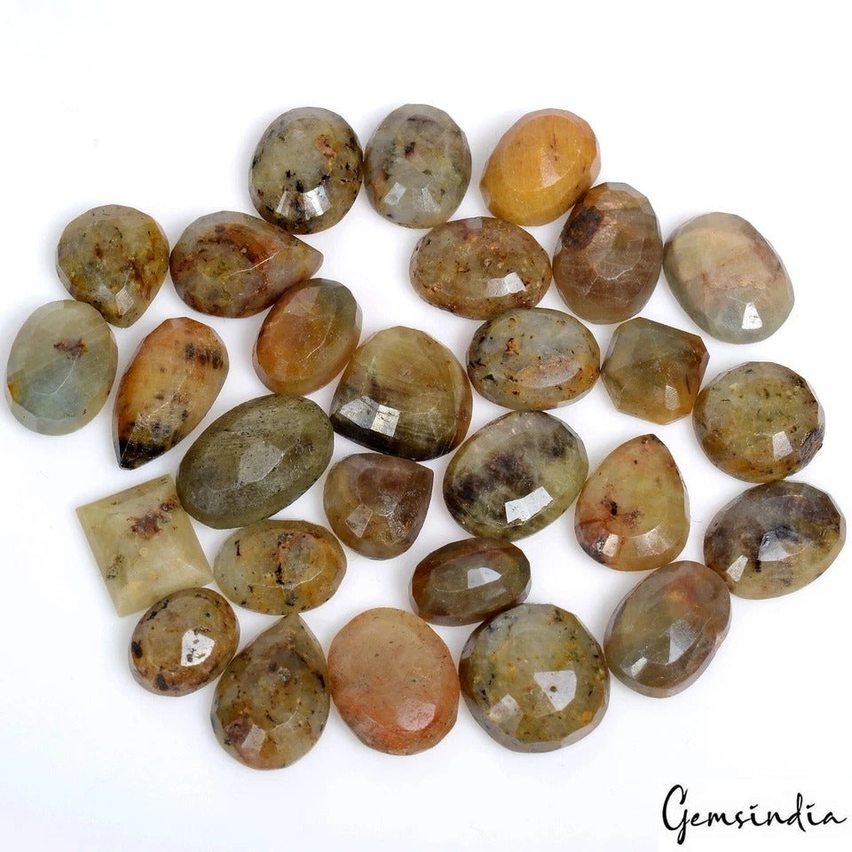 310 Ct Natural Untreated Yellow Brown Sapphire Mix Cut Loose Ring Size Gems~28Pc