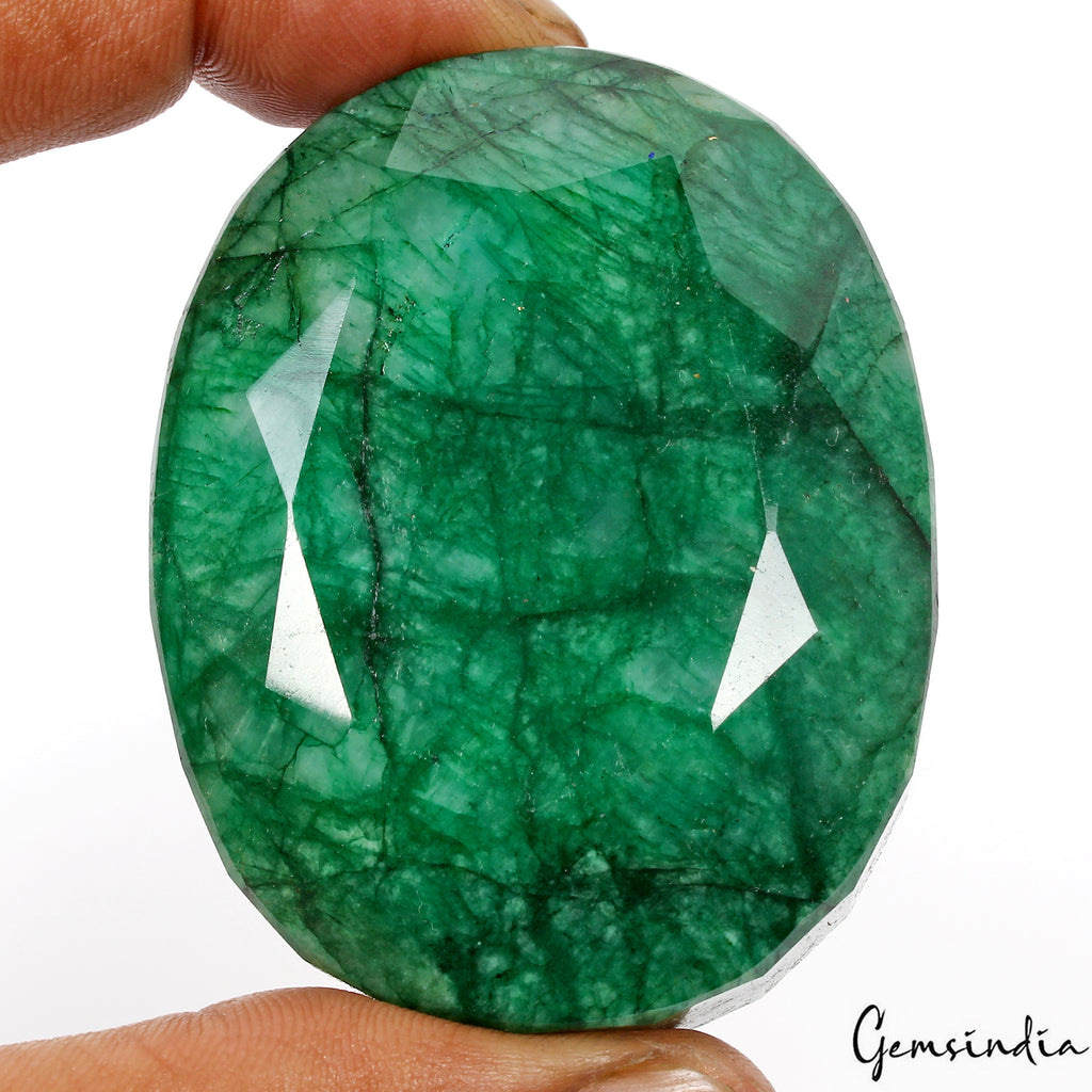 Emerald Loose Gemstone, Color Enhanced, Green — 59x46x32mm, 700 Ct, Brazil