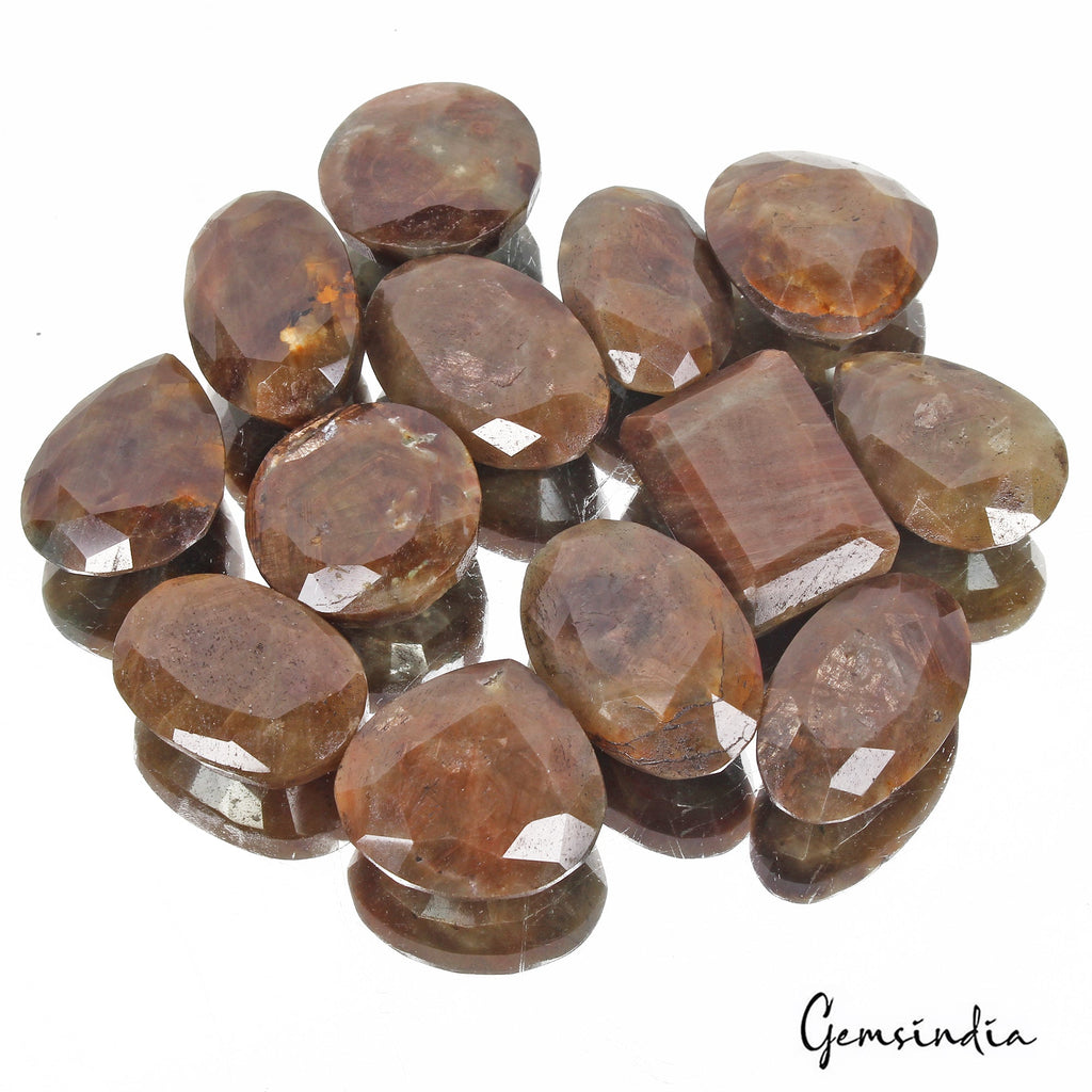 1830 Cts/13 Pcs Natural Untreated Brown Sapphire Mix Faceted Cut Wholesale Gems