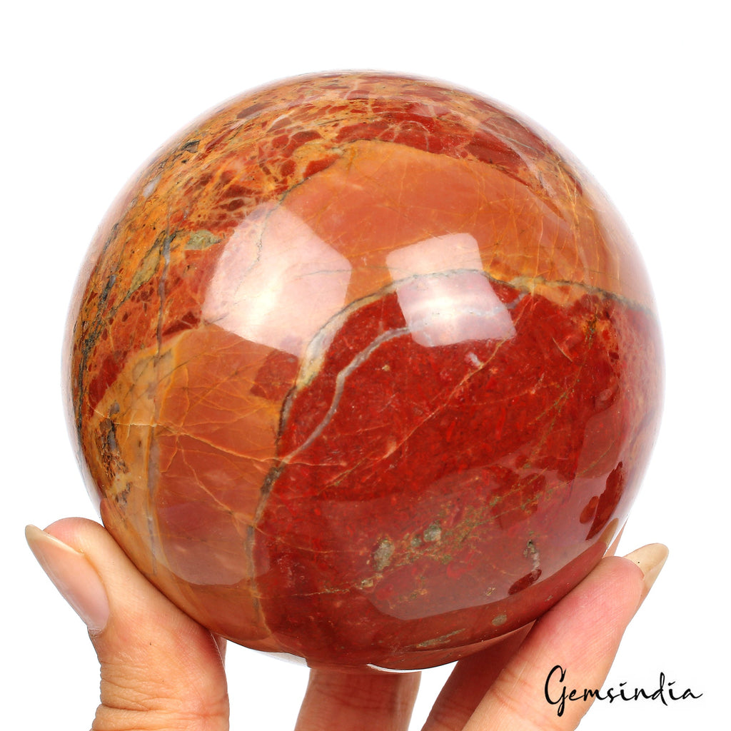 3780 Ct Natural Red Jasper Healing Crystal Mineral Sphere Gems With Stand 3.25"