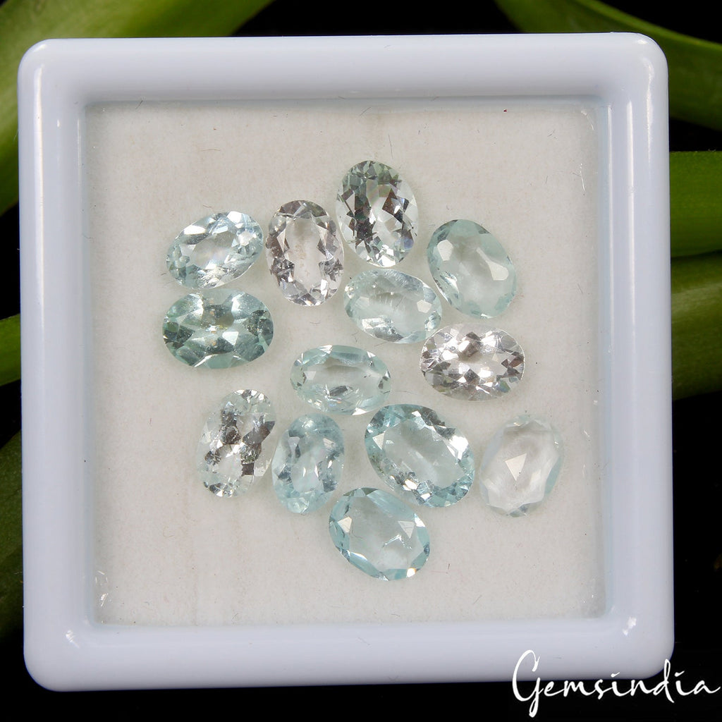 8.60 Ct Natural Blue Aquamarine Untreated 6mm-8mm Oval Cut Loose Gemstones ~13 P