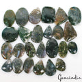 1530 Ct / 25 Pcs Natural Untreated White Green Moss Agate Mix Cab Wholesale Gems