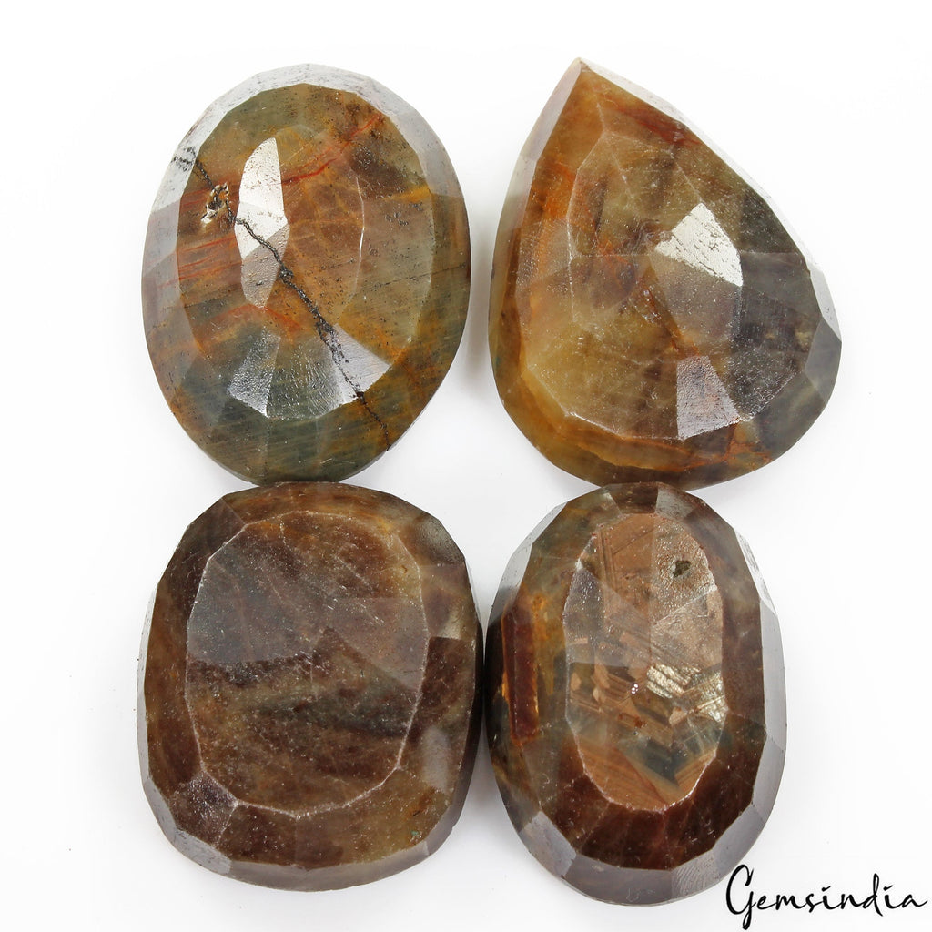 1050 Cts/4 Pcs Natural Untreated Brown Sapphire Mixed Faceted Cut Loose Gems Lot