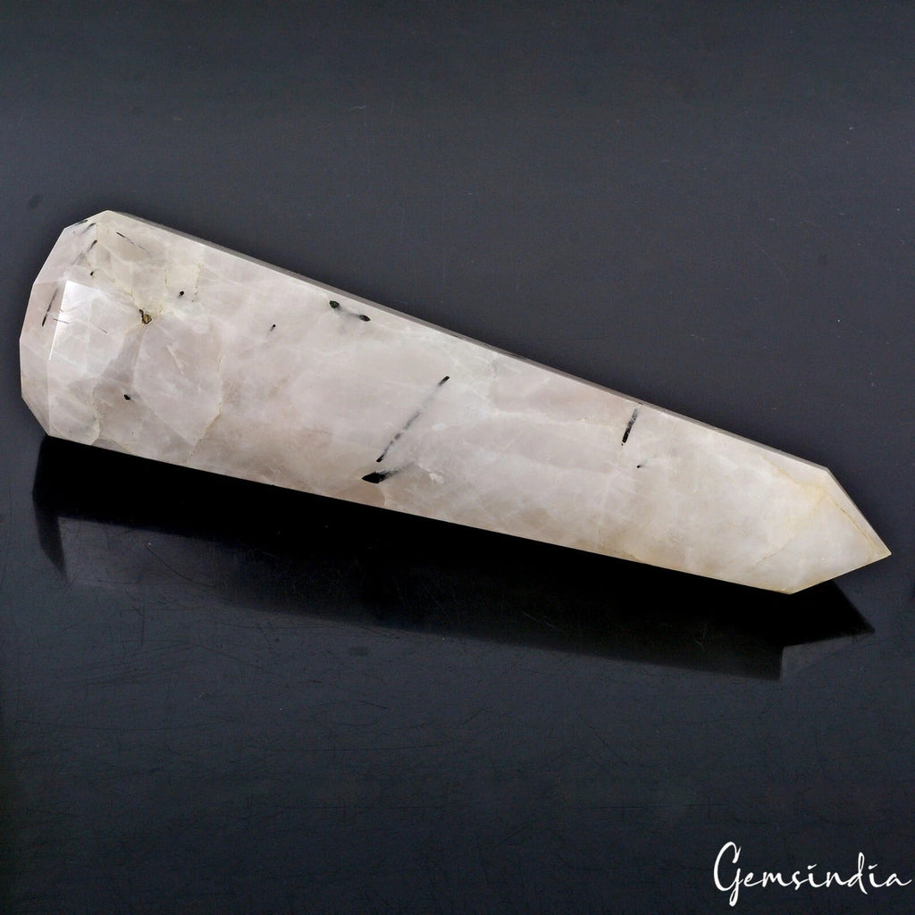2500Ct Natural Untreated White Rutilated Quartz Obelisk Crystal Wand Point Tower