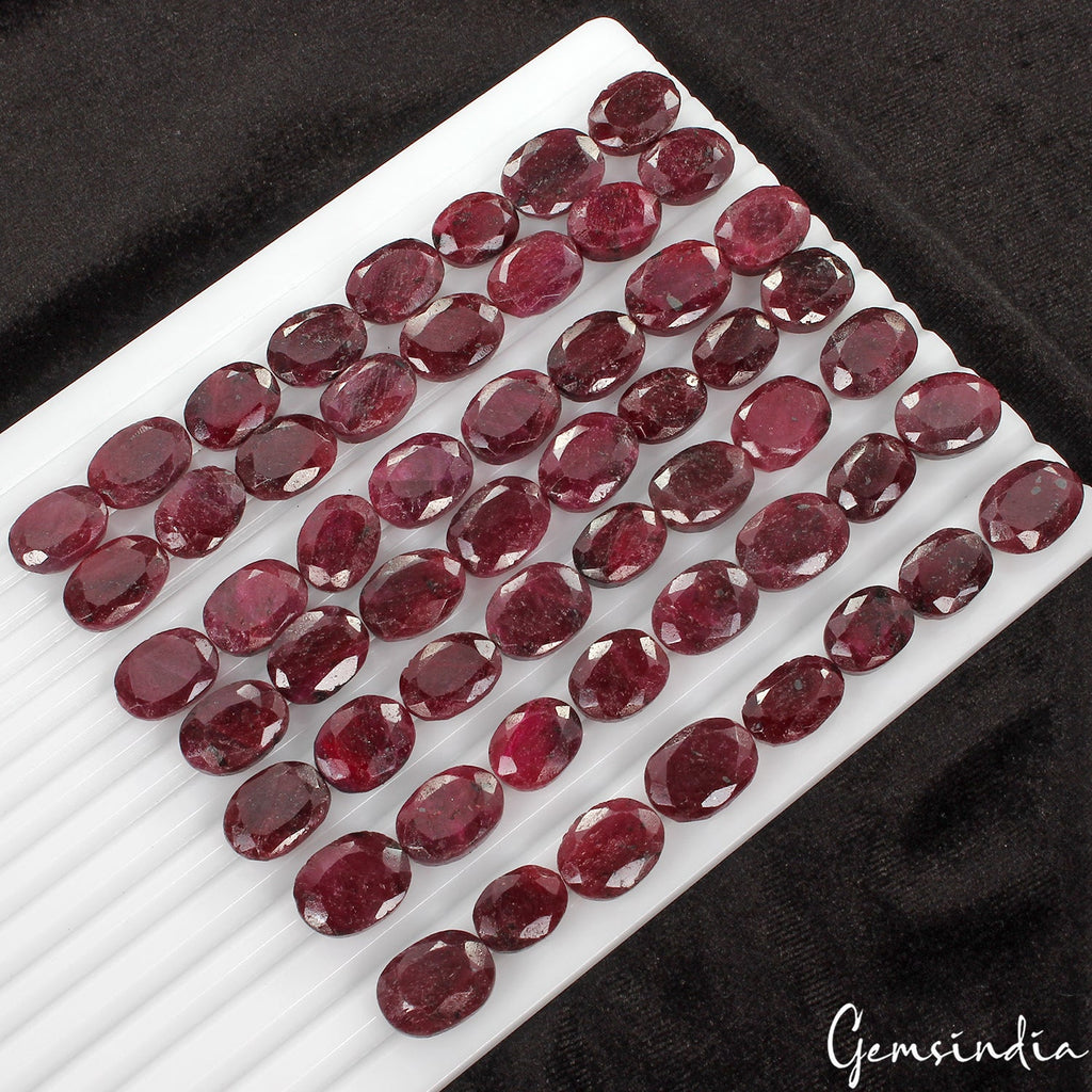 1000 Cts/56 Pcs Natural Deep Red Ruby Oval Faceted Cut Loose 15-19mm Gemstones