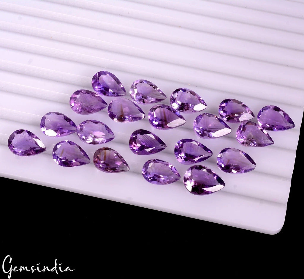 Certified 69 Cts/20 Pcs Natural Untreated Purple AMethyst Pear Calibrated Gems