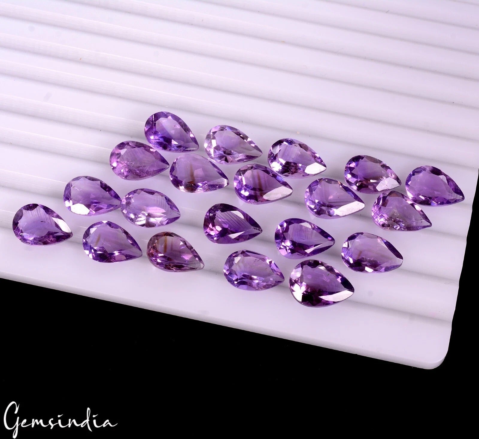 Certified 69 Cts/20 Pcs Natural Untreated Purple AMethyst Pear Calibrated Gems