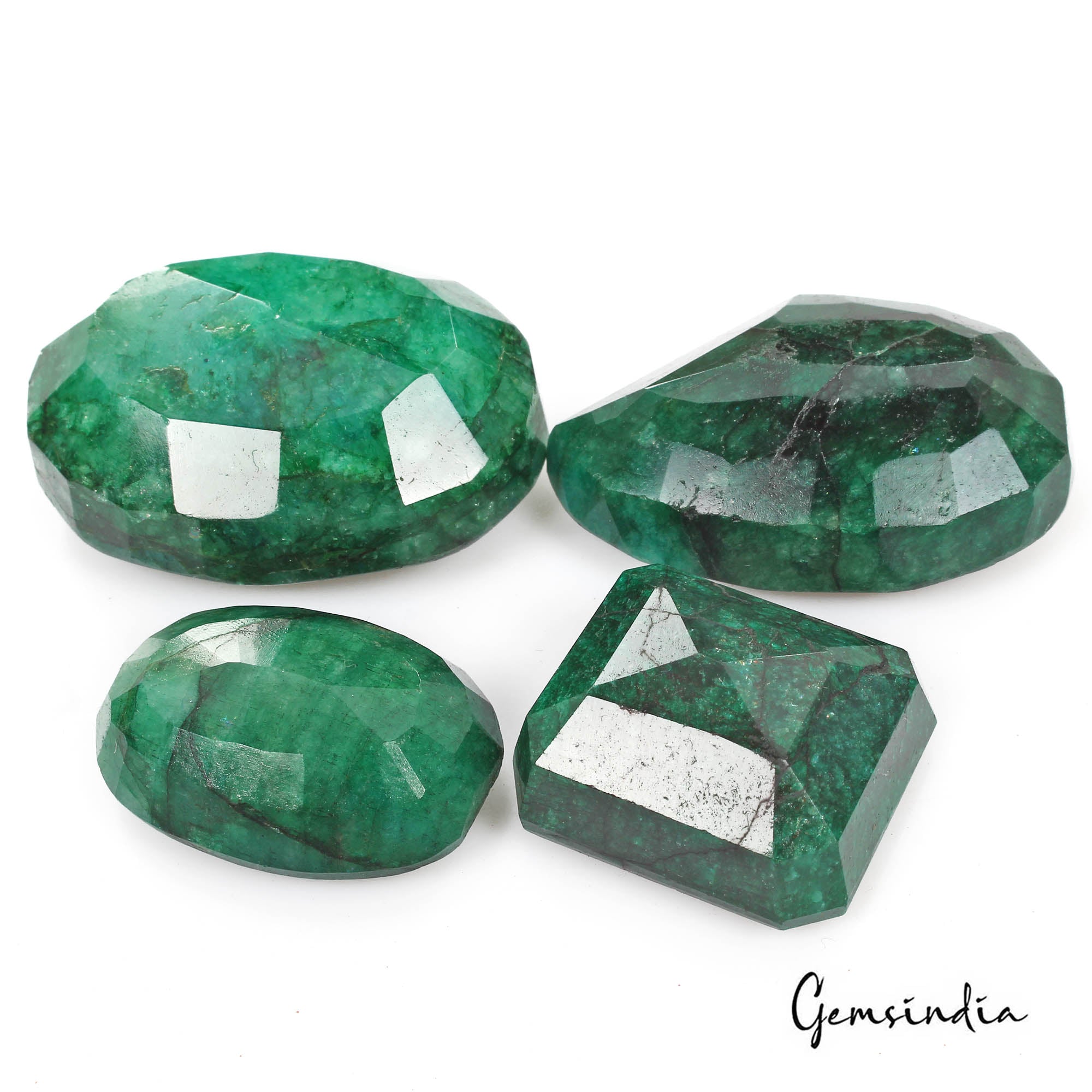 620 Ct/4 Pcs Natural Brazilian Bottle Green Emerald Mixed Cut Huge Loose Gem Lot