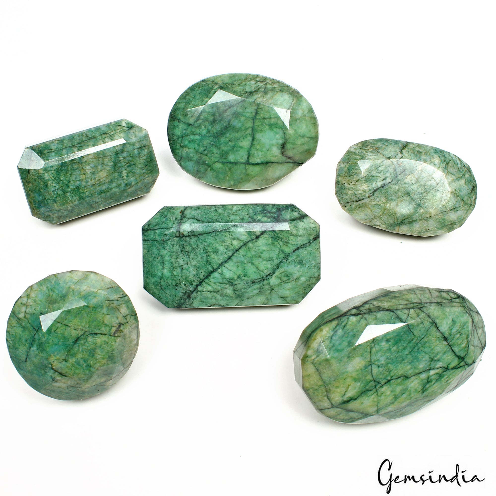 5000 Cts/6 Pcs Natural Brazilian Green Emerald Mix Cut Loose Gems Wholesale Lot
