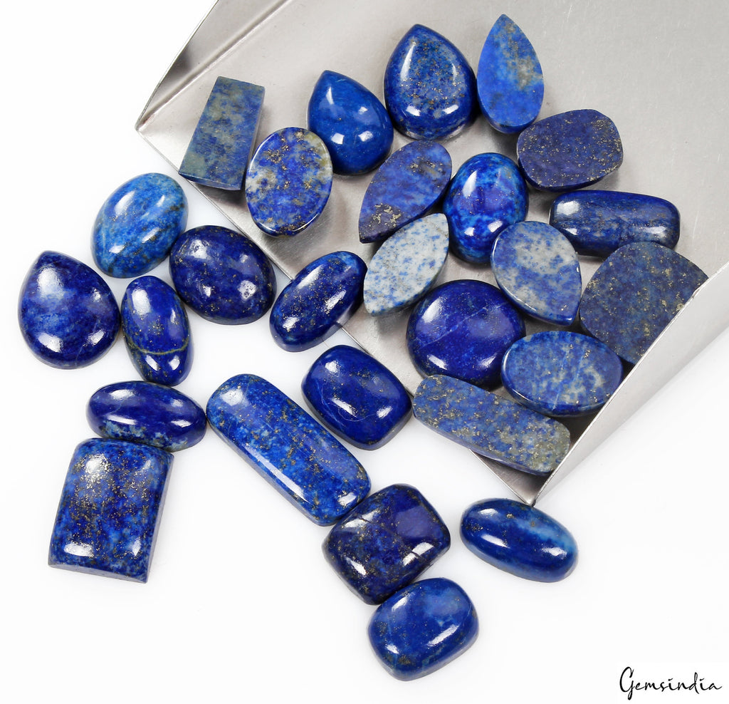 27 Pcs Natural Lapis Lazuli 16mm-27mm Loose Mix Cabochon Gemstones Lot ~350 Ct