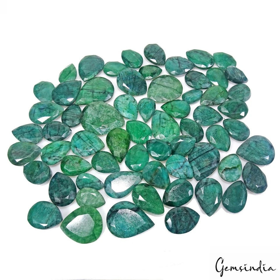 63 Pcs Natural Green Emerald Pear Cut Loose 13-22mm Gemstones, Brazilian~ 550 Ct