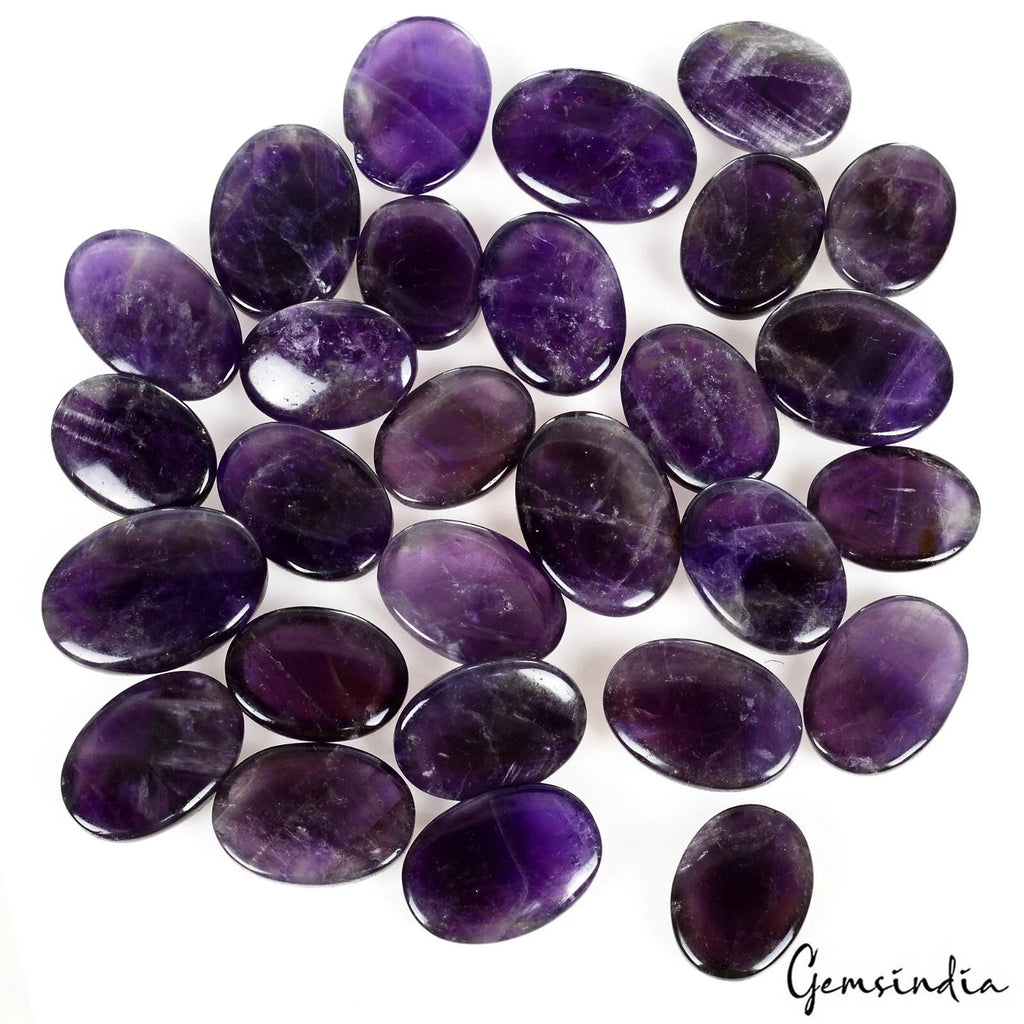 600 Cts/28 Pcs Natural Untreated Purple Amethyst Oval Cab Loose Gems For Jewelry