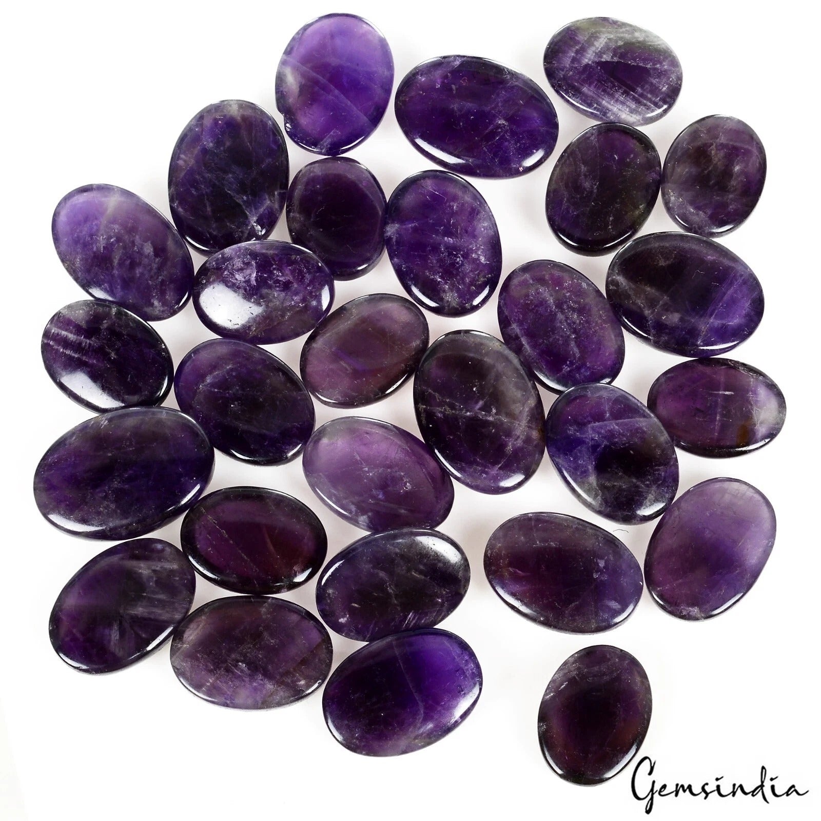 600 Cts/28 Pcs Natural Untreated Purple Amethyst Oval Cab Loose Gems For Jewelry