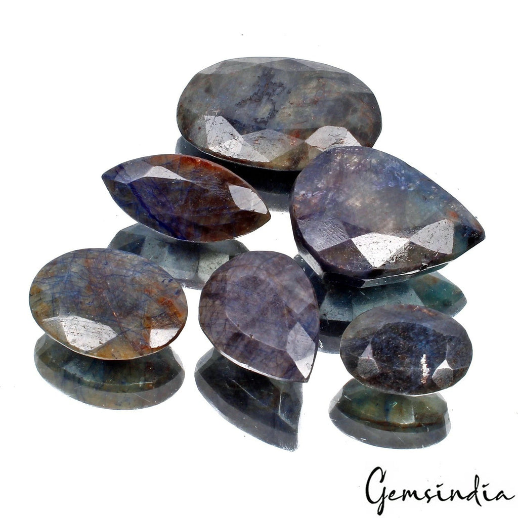 480 Ct Natural Blue Sapphire Mix Cut Faceted Earth Mined Pendant Size Gemstone