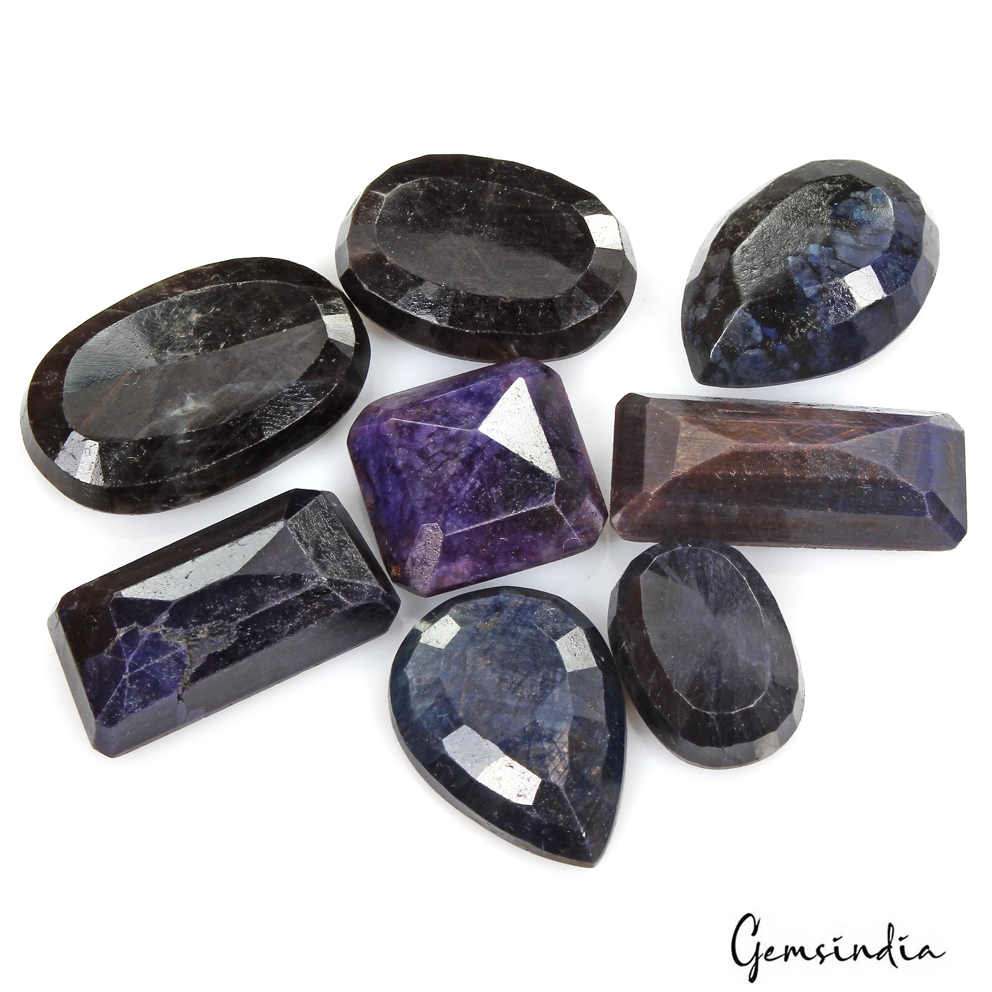 300 Ct Natural Blue Sapphire Mix Faceted Earth Mined Loose Gemstone Lot 8 Pcs