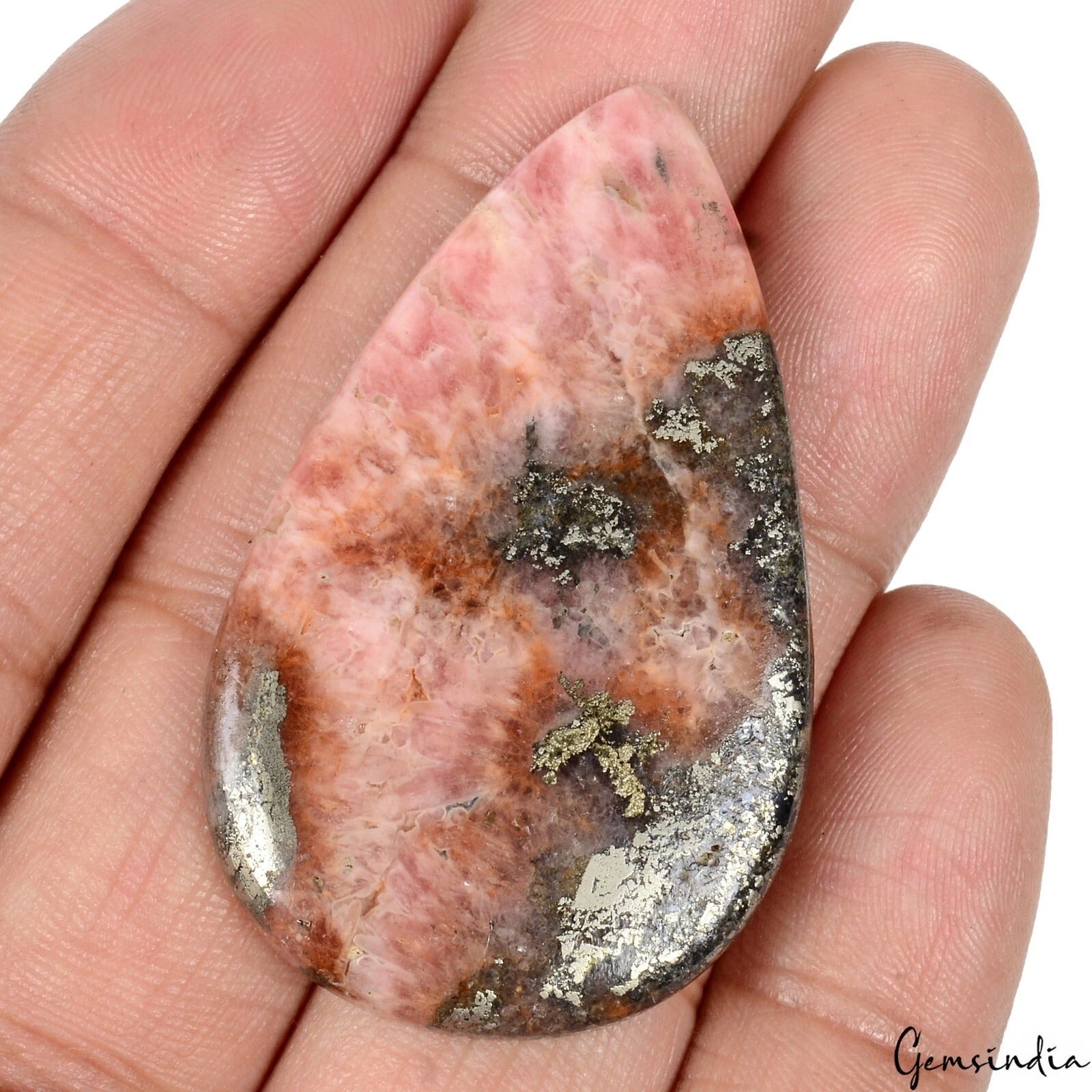 84.40 Cts Natural Rhodochrosite Pear Cabochon 49mm*30mm Untreated Rare Gemstone