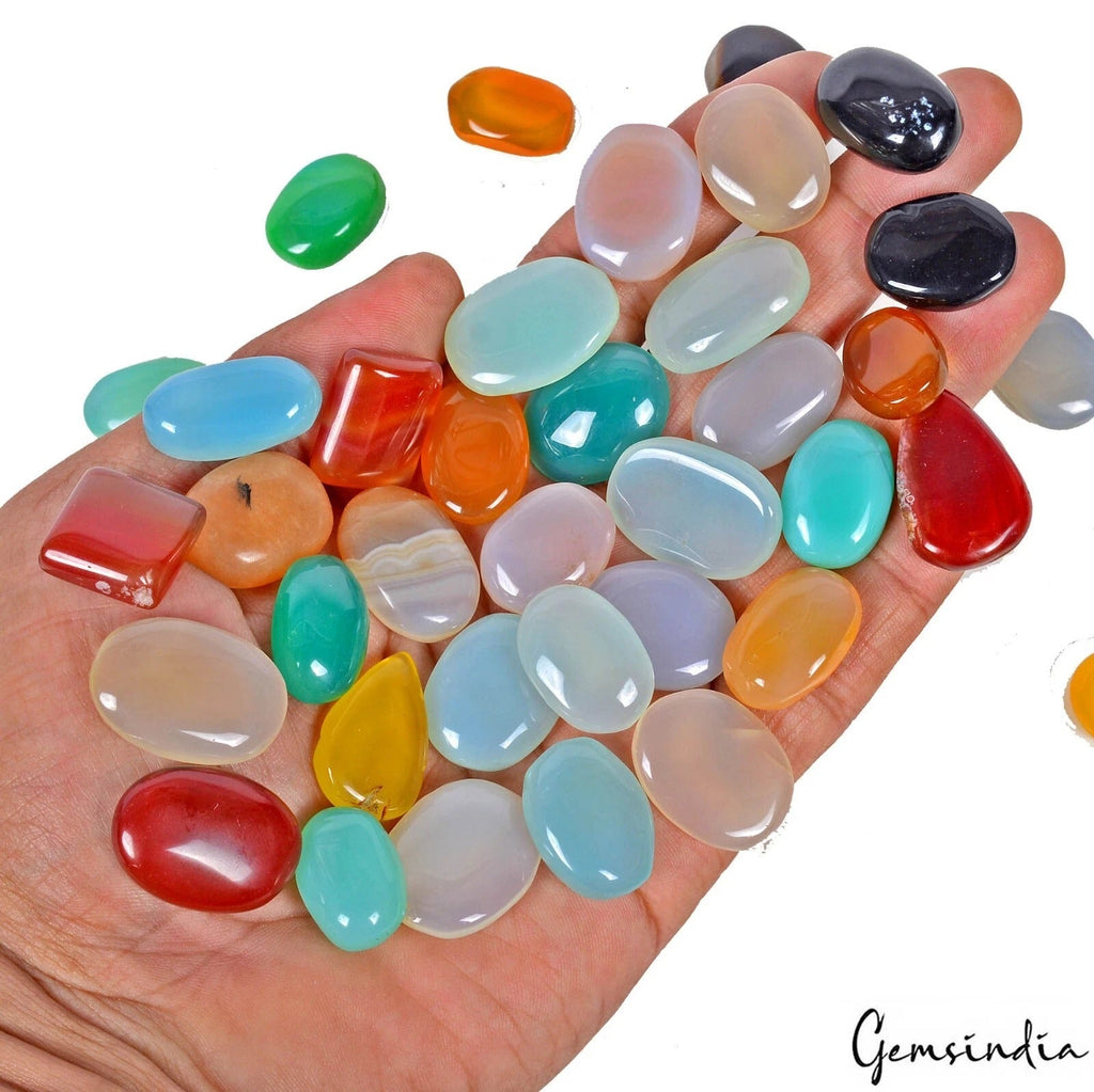 760 Ct Natural Multicolor Untreated Onyx Mix Cab Loose Gems Lot 37Pc For Jewelry