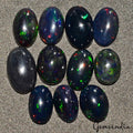 19.50 Ct Natural Ethiopian Black Opal, Rainbow Multi-Fire, Certified Gems 9-12mm